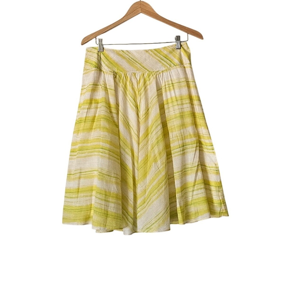 Talbots Watercolor Stripe Skirt Cotton Pleated A-Line Resort Summer Size 8‎
